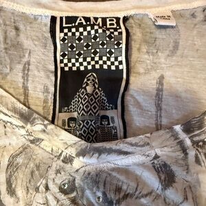 L.A.M.B. Gray and White Women's Top